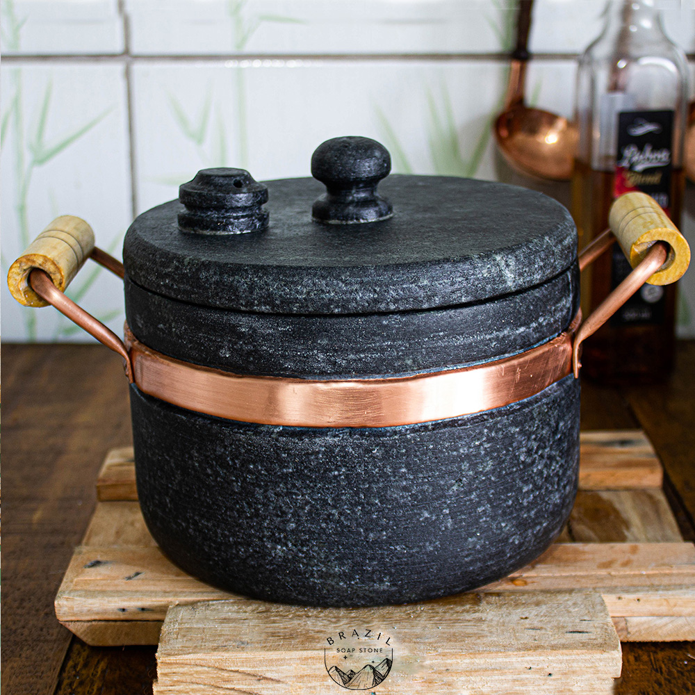 Soapstone Brazilian Cookware Pot 2 Liter (semi-pressure