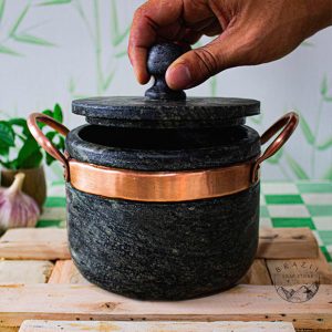 Brazilian Soapstone Round Lidded Pot - Medium
